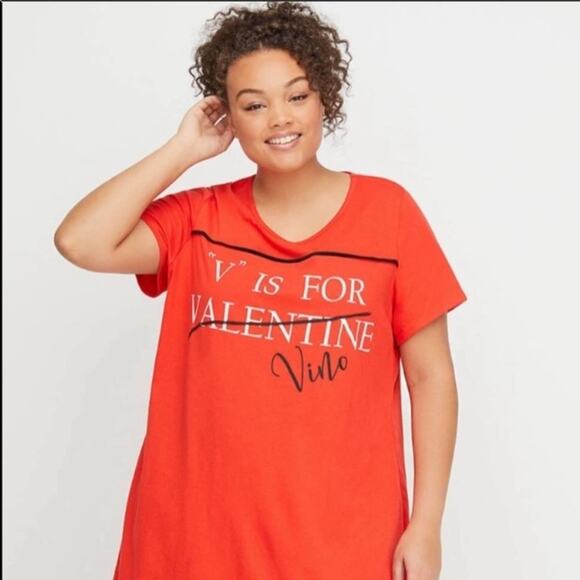 Lane Bryant Cacique Valentine Vino Graphic Sleepshirt - Picture 3 of 9